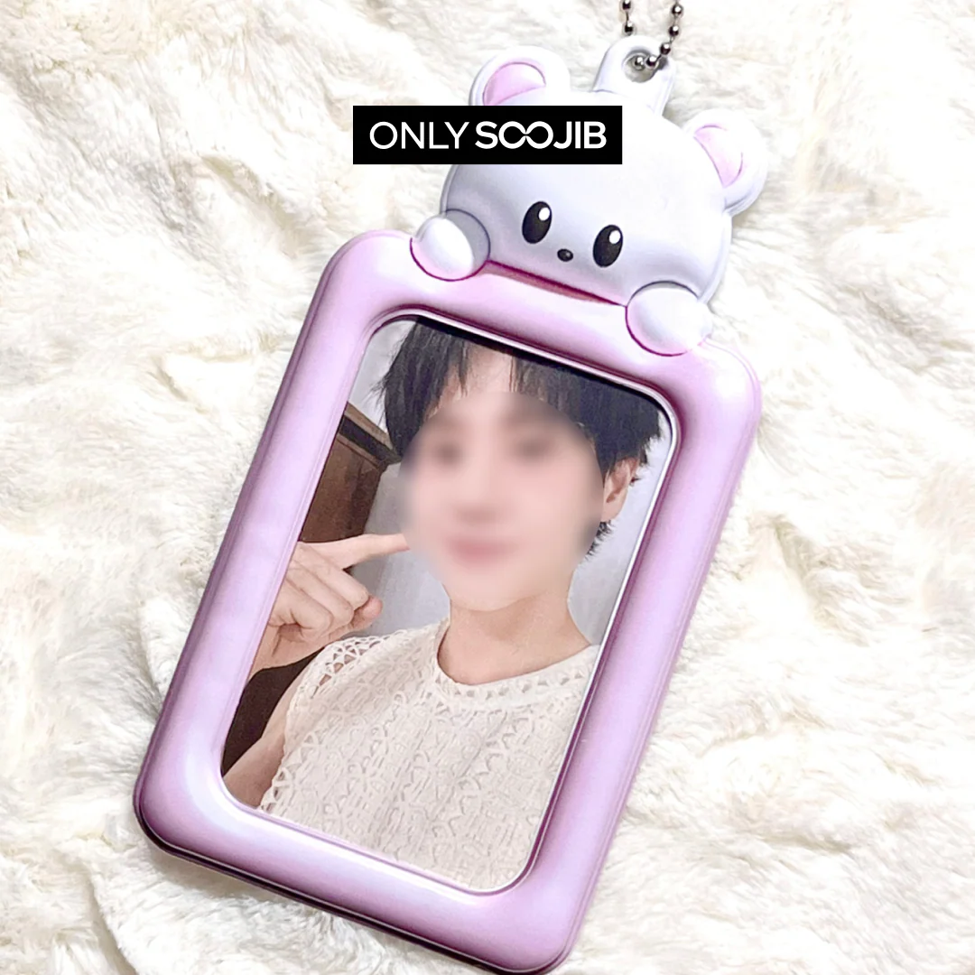 Circular Bear Photo Card Holder Keyring