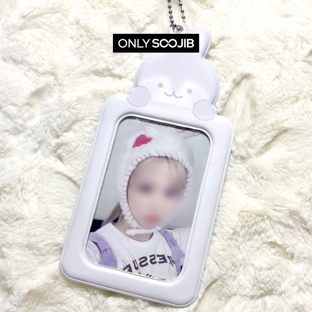 Rabbit Gray B Photo Card Holder Keyring