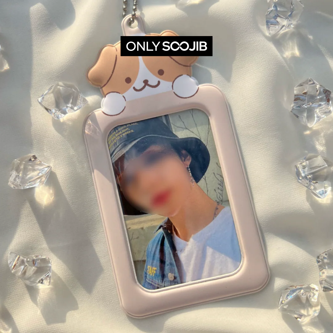 Country Beige Dog Photo Card Holder Keyring